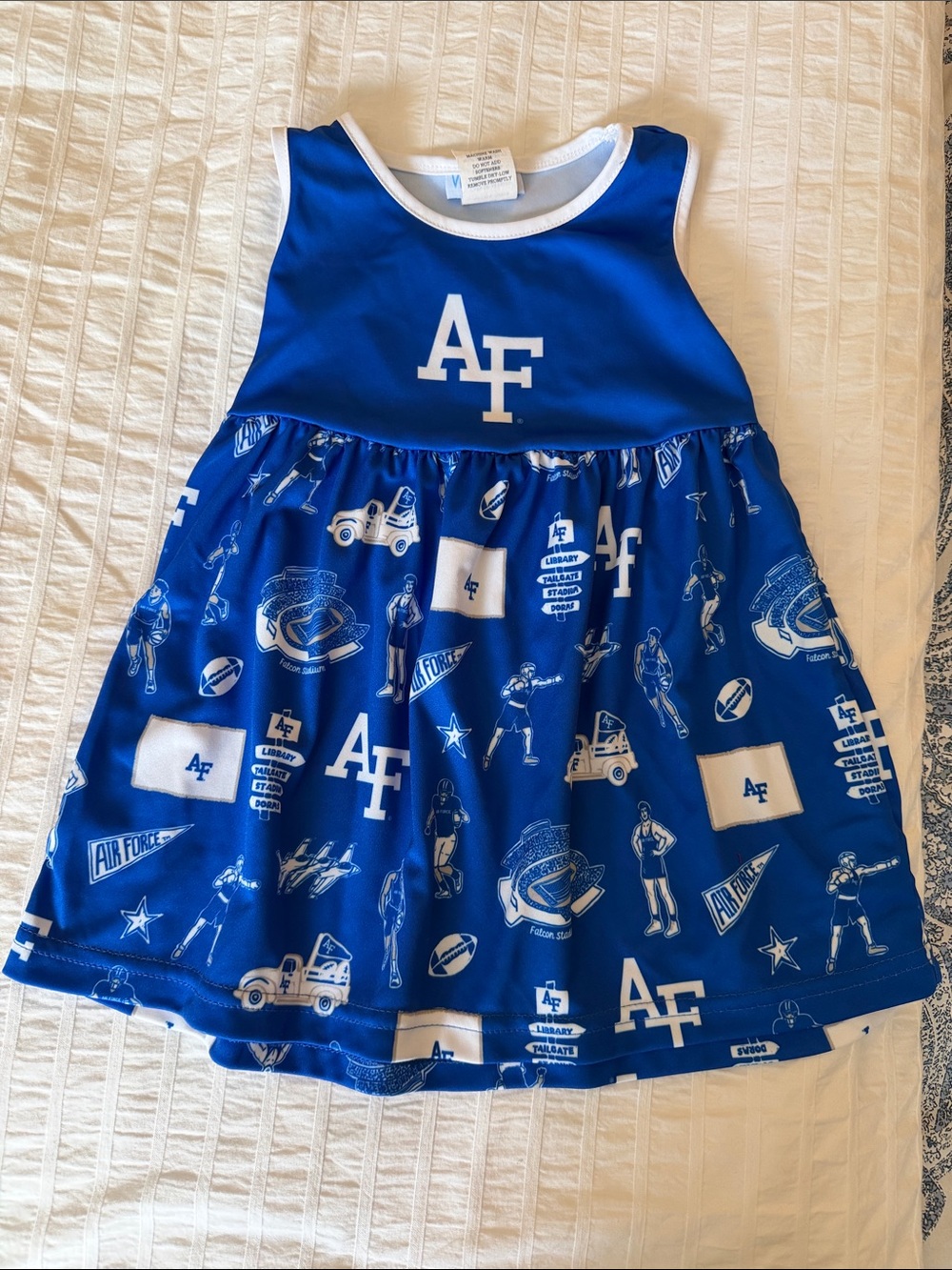 Girls' Air Force Themed Blue Sleeveless Dress